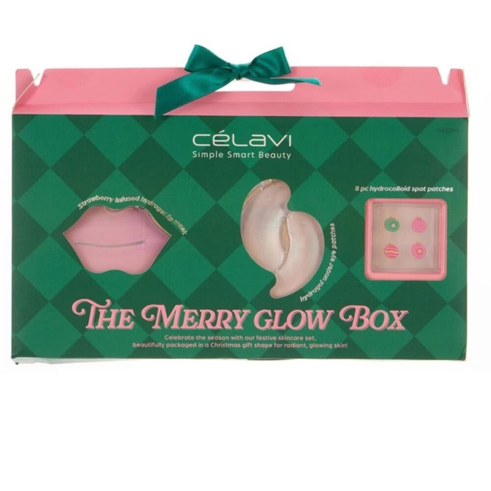 NWT celavi merry glow box - acne spot patches, under eye patches and lip mask
